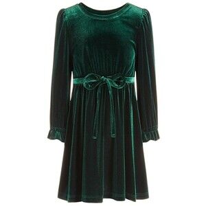 INC INTERNATIONAL CONCEPTS Little Girls Dress Stretch Velour Pine Green XS(4-5)